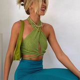 Women Corset Camisole Cropped Bustier Top Fashion Solid Vest Summer Sexy Halter Lace-up Streetwear Slim Fit Basic Tees
