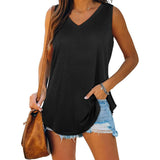V-neck Sleeveless Pullover Solid Color Vest