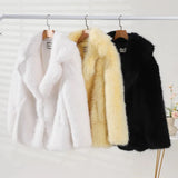 Solid Collar Faux Fur Coat- Outfit