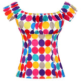 Women Vintage Blouse Tops Slash Neck Puff Sleeve 50s 60s Retro Cotton Slim Fit Streetwear Rock Punk Party
