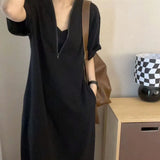 Zingj Size 300 Catties Fat Mm French Hepburn Wind Zipper Dress Female Loose Show Thin Cover Belly Casual Long Skirt 2-Outfit