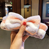 Face Hair Holder Hairbands Soft Warm Coral Fleece Bow Animal Ears Headband For Women Girls Turban Fashion Hair