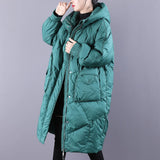 Winter Loose Hooded Long Jacket Women 90% White Duck Down Coat Hight Quality Bread Parka Thick Warm Splicing