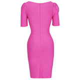 Pink Bandage Dress 2022 Christmas Short Sleeve Bandage Dress Bodycon Women Summer Mini Sexy Party Dress Evening Club