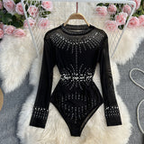 Zingj Design Sense Nail Bead Sequins Light Luxury Jumpsuit Female Thin Temperament Show Thin Inside The Coat