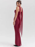Corset Top With Long Scarves And Body-con Midi Skirt Set-Outfit