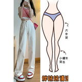 Zingj Size Women's Pear Wear With White Jeans Female Autumn Loose Wide Legs Show Thin Straight Down Pants-Outfit