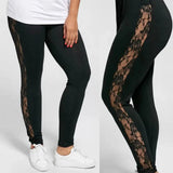 Size Sexy Women Holllow Out Lace Leggings Sexy High Waist Bandage Pants Insert Sheer Leggings Viscose