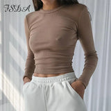 O Neck Knit White Crop Top Women Summer Casual T Shirt Basic Sexy Streetwear Ribber Black Short Sleeve
