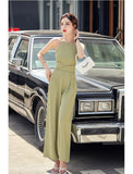 Women Jumpsuit Sleeveless Playsuit Clubwear Straight Leg Bandge Elegant Office Lady
