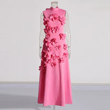 Spring 2025 New Fashion Sexy Sleeveless Three-Dimensional Flower Splicing Design Slimming Long