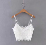 Women 2021 Summer Mint Green Solid Color Lace Crop Tops V-neck Sexy Strap Bra