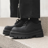 Zingj Platform Derby Shoes Male Advanced Black Leather Shoes British Commuter Business Shoes