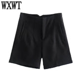 Women Solid Shorts High Waits Zipper Fly Shorts With Pockets Female Chic Casual Shorts Mujer Pantalon