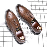 Zingj 2023 New Business Leather Shoes Men's Leather Shoes British Bullock Carved Men's Shoes