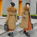 Winter Jacket Women New 2022 Hooded Warm Jacket Female Long Parkas Artificial Fur Collar Women Winter Coat