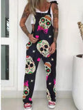 Summer Sleeveless European and American Leisure Loose Fashion Temperament One-Piece Printed Skull