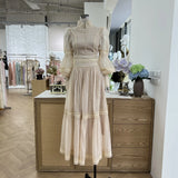 2024 Fashion Classic Elegant Long Princess Bubble Sleeves Egan Yarn Large Size Women's Dress
