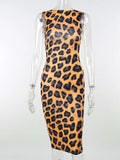 Y2K Leopard Print Dress Women Backless O Neck Streetwear Sexy Fashion Bodycon Nightclub Tank For New Year 2022