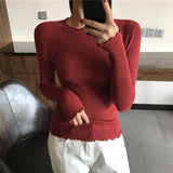 Neck Ruched Women Sweater High Elastic Solid 2021 Fall Winter Fashion Sweater Women Slim Sexy Knitted Pullovers Pull