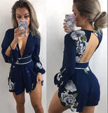 Style Playsuit Floral Print Sexy Rompers Short Overalls Top Macacao Feminino Women Clothes Casual Summer Beach