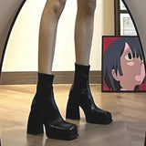 Zingj High-Heeled Boots Female Autumn 2024 Thick Platform Thin Boots Increased Elastic Boots Waterproof Platform Martin Boots Thick Heel Ankle