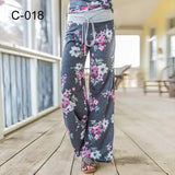 Spring Autumn Loose Beach Women's Pants Fashion Floral Print Drawstring Wide Leg Ladies Long Pants Sweatpants Plus