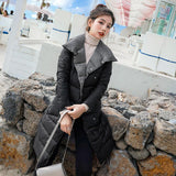 Women Double Sided Down Long Jacket Winter Double Breasted Warm Parkas White Duck Down