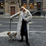 Long Belted Leopard Faux Fur Coat-Outfit