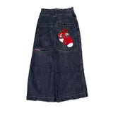 New High Street Hiphop Hip Hop Brand Printed Jeans Men's Straight Baggy Wide-Legged