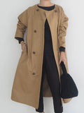 for Women 2022 New Style Round Collar Long Windbreaker Women Casual Women's Autumn Coat Trench Winter Clothes Women