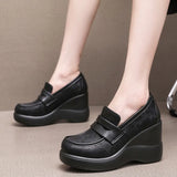 And Soft-Soled Thick-Soled Lod Shoes Women's Slope With English Wind One-Legged Leather Shoes Mother Small Leather Shoes Deep Mouth Single
