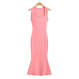 Zingj Fashionable Dress Square Collar Narrow Shoulder Fishtail Long Skirt Waist Sleeveless Bag Hip Vest Bottom