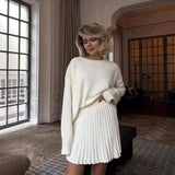 And Winter Loose Street Open Fork V-Neck Sweater Women's Horn Sleeve Coarse Knitted Languid Retro Tide