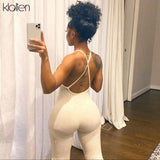 Summer Casual Sport Fitness Streetwear Female Jumpsuit Sexy V Neck Backless Skinny Elastic Jumpsuit Women Yoga