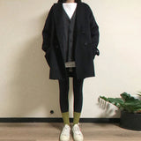 Women Ins Loose Casual Woolen Overcoat Womens Double Breasted Padded Blends Ladies New Fashion Daily Stylish Outwear