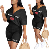 2 Piece Set Women Tracksuit Summer Outfits Loose Top Biker Shorts Sweat Suits Lounge Wear Two Piece Matching