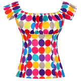 Off Shoulder Tops 50s Women Summer Sexy Shirt Classic Slash Neck Blouses Female Slim Cotton Plus Size Vintage