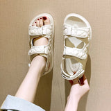 Sandals Summer New Flat British Wind Velcro Embroidery Thick-soled Casual Casual Roman Fragrance Designer Shoes