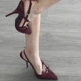Zingj High Heel Sandals Female 2024 Summer New Fairy Wind A Word Buckle Fine Heel Fashion Casual Bun Sandals-Outfit