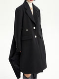 Fashion Women's Wool Coat Notched Collar Single Breasted Gray Removable Hem Irregular Overcoat Winter 2023 New