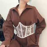 Autumn New Short Gentle Lace Pearl Waist Seal Fish Bone Strap Decorative Waist Seal