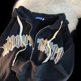 camouflage patch embroidered hooded zipper hoodies women 2022 fashionable design sense small crowd loose hoodie women