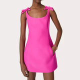 Sweet Wind Dress Woman 2025 Spring New Fashion Solid Colored Bow Spliced Design-Sensitive Sling