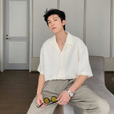 Men's Cuban-Collared Shirt Short-Sleeved Shirt 2025 New Summer Loose Fashion