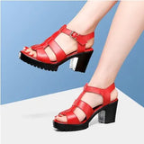 T-T-Slace Sandals Waterproof Table Thick Soles 41-43 Yards Cheongsam Runway Shoes Large-Size Coarse Heel Waterproof Table Women's