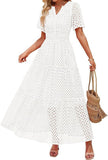 Women's V-Neck A-Shaped Hollow Lace Cake