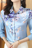 Women Shirt 2023 New Spring Autumn Female Clothing Print Vintage Blouse Fashion Floral Womens Tops Elegant Women