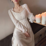 Summer New Women Fashion Elegant White Midi Dresses Vintage Princess Female Party A Line Clothes