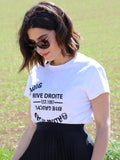 Classic White Letter Print T Shirt Women 100% Cotton Casual 2022 Fashion T-shirt Summer Street Split Women Clothing